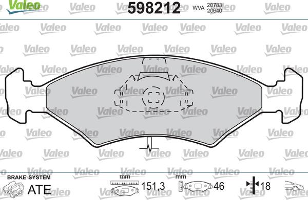 Valeo 598212 - Bremsbelagsatz, Scheibenbremse alexcarstop-ersatzteile.com