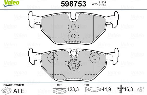 Valeo 598753 - Bremsbelagsatz, Scheibenbremse alexcarstop-ersatzteile.com