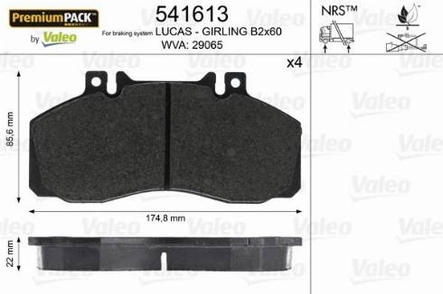 Valeo 541613 - Bremsbelagsatz, Scheibenbremse alexcarstop-ersatzteile.com