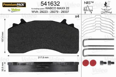 Valeo 541632 - Bremsbelagsatz, Scheibenbremse alexcarstop-ersatzteile.com