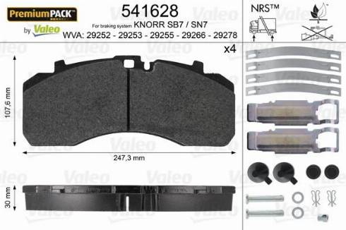 Valeo 541628 - Bremsbelagsatz, Scheibenbremse alexcarstop-ersatzteile.com