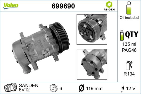 Valeo 699690 - Kompressor, Klimaanlage alexcarstop-ersatzteile.com