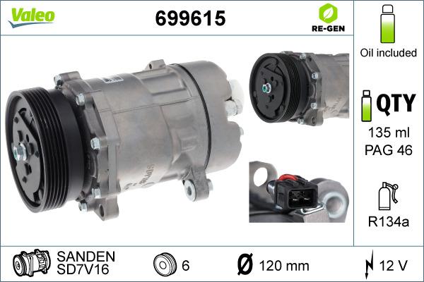 Valeo 699615 - Kompressor, Klimaanlage alexcarstop-ersatzteile.com