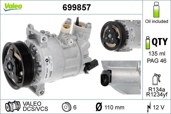 Valeo 699857 - Kompressor, Klimaanlage alexcarstop-ersatzteile.com