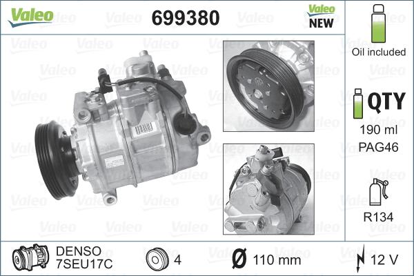 Valeo 699380 - Kompressor, Klimaanlage alexcarstop-ersatzteile.com