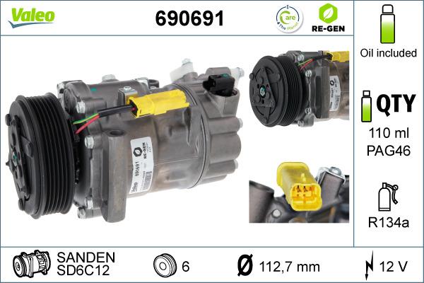 Valeo 690691 - Kompressor, Klimaanlage alexcarstop-ersatzteile.com