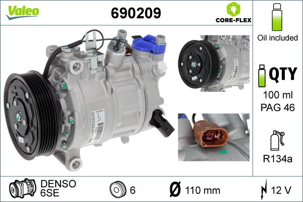 Valeo 690209 - Kompressor, Klimaanlage alexcarstop-ersatzteile.com