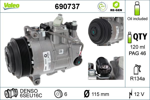 Valeo 690737 - Kompressor, Klimaanlage alexcarstop-ersatzteile.com