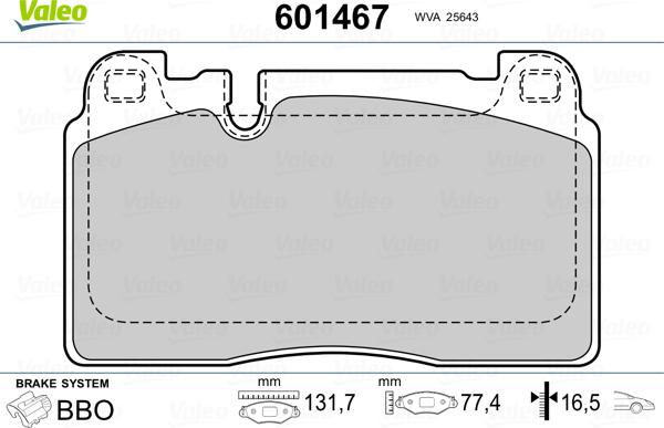 Valeo 601467 - Bremsbelagsatz, Scheibenbremse alexcarstop-ersatzteile.com