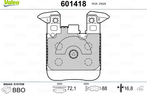 Valeo 601418 - Bremsbelagsatz, Scheibenbremse alexcarstop-ersatzteile.com