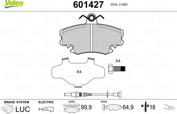 Valeo 601427 - Bremsbelagsatz, Scheibenbremse alexcarstop-ersatzteile.com