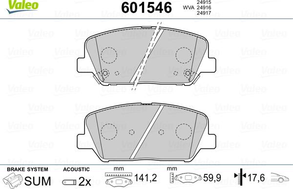 Valeo 601546 - Bremsbelagsatz, Scheibenbremse alexcarstop-ersatzteile.com