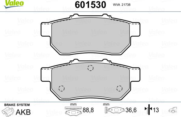 Valeo 601530 - Bremsbelagsatz, Scheibenbremse alexcarstop-ersatzteile.com