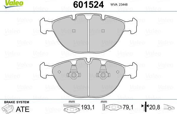 Valeo 601524 - Bremsbelagsatz, Scheibenbremse alexcarstop-ersatzteile.com