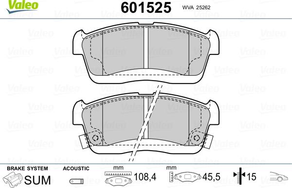 Valeo 601525 - Bremsbelagsatz, Scheibenbremse alexcarstop-ersatzteile.com