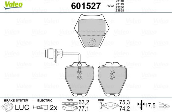 Valeo 601527 - Bremsbelagsatz, Scheibenbremse alexcarstop-ersatzteile.com