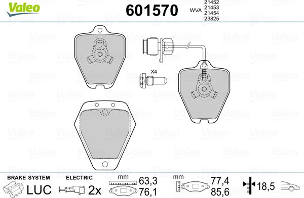 Valeo 601570 - Bremsbelagsatz, Scheibenbremse alexcarstop-ersatzteile.com