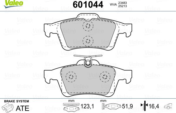 Valeo 601044 - Bremsbelagsatz, Scheibenbremse alexcarstop-ersatzteile.com