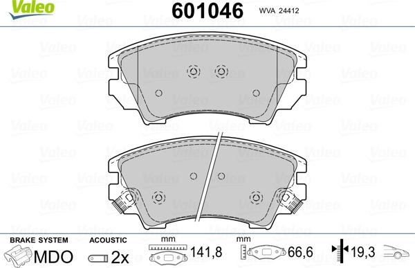 Valeo 601046 - Bremsbelagsatz, Scheibenbremse alexcarstop-ersatzteile.com