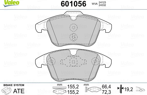 Valeo 601056 - Bremsbelagsatz, Scheibenbremse alexcarstop-ersatzteile.com