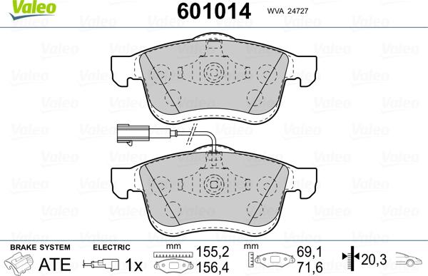 Valeo 601014 - Bremsbelagsatz, Scheibenbremse alexcarstop-ersatzteile.com