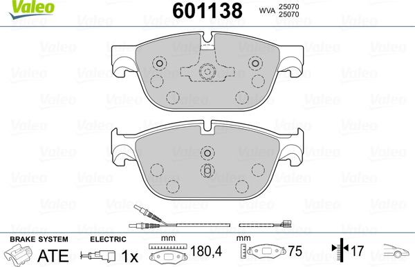 Valeo 601138 - Bremsbelagsatz, Scheibenbremse alexcarstop-ersatzteile.com