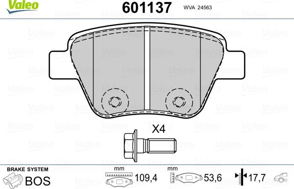 Valeo 601137 - Bremsbelagsatz, Scheibenbremse alexcarstop-ersatzteile.com