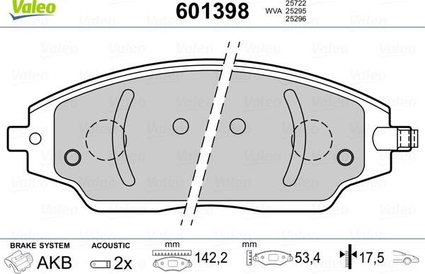 Valeo 601398 - Bremsbelagsatz, Scheibenbremse alexcarstop-ersatzteile.com