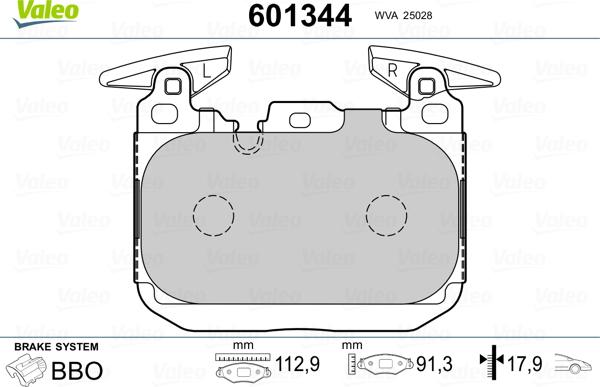 Valeo 601344 - Bremsbelagsatz, Scheibenbremse alexcarstop-ersatzteile.com