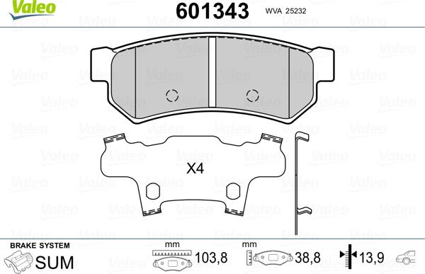 Valeo 601343 - Bremsbelagsatz, Scheibenbremse alexcarstop-ersatzteile.com