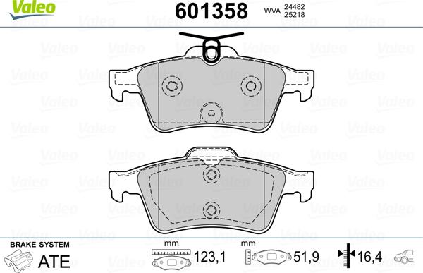 Valeo 601358 - Bremsbelagsatz, Scheibenbremse alexcarstop-ersatzteile.com