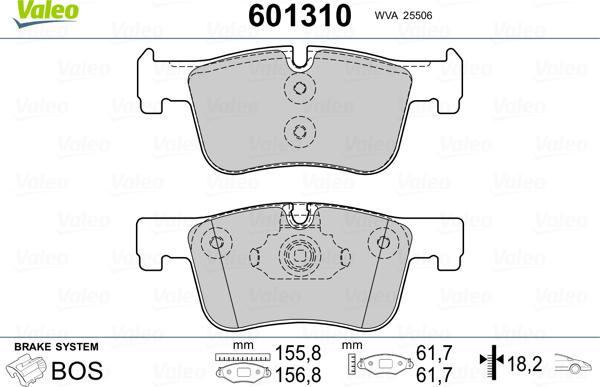 Valeo 601310 - Bremsbelagsatz, Scheibenbremse alexcarstop-ersatzteile.com