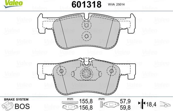 Valeo 601318 - Bremsbelagsatz, Scheibenbremse alexcarstop-ersatzteile.com