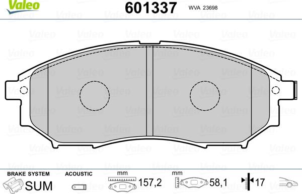 Valeo 601337 - Bremsbelagsatz, Scheibenbremse alexcarstop-ersatzteile.com