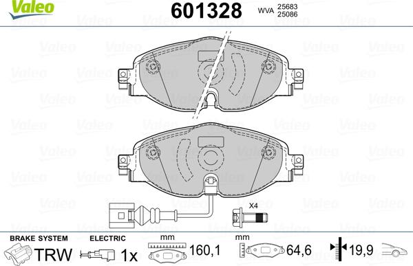 Valeo 601328 - Bremsbelagsatz, Scheibenbremse alexcarstop-ersatzteile.com