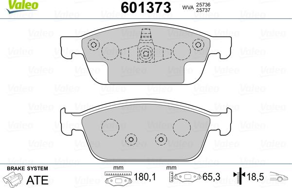 Valeo 601373 - Bremsbelagsatz, Scheibenbremse alexcarstop-ersatzteile.com