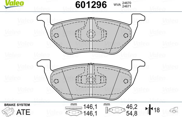 Valeo 601296 - Bremsbelagsatz, Scheibenbremse alexcarstop-ersatzteile.com