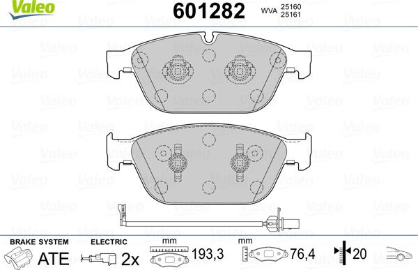 Valeo 601282 - Bremsbelagsatz, Scheibenbremse alexcarstop-ersatzteile.com