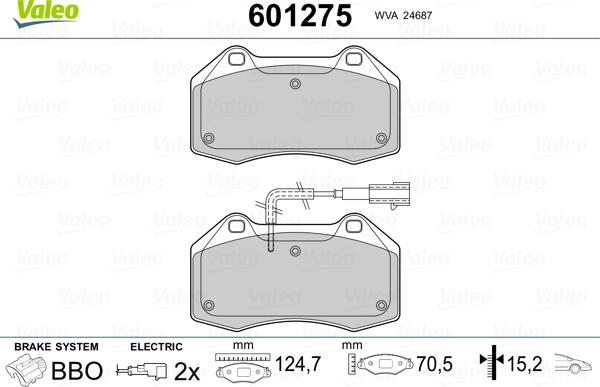 Valeo 601275 - Bremsbelagsatz, Scheibenbremse alexcarstop-ersatzteile.com