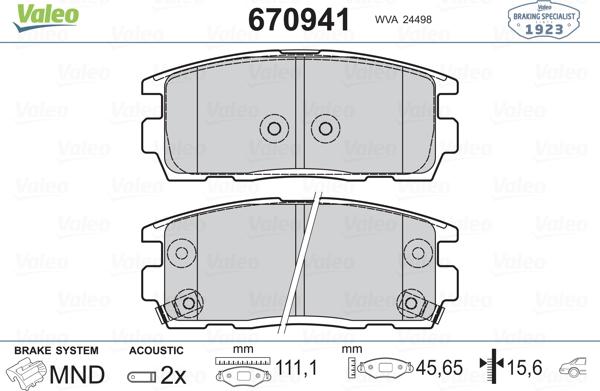 Valeo 670941 - Bremsbelagsatz, Scheibenbremse alexcarstop-ersatzteile.com