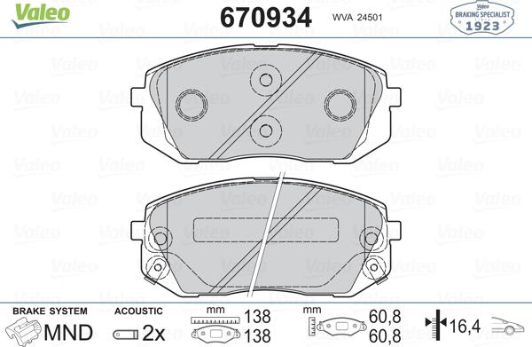 Valeo 670934 - Bremsbelagsatz, Scheibenbremse alexcarstop-ersatzteile.com