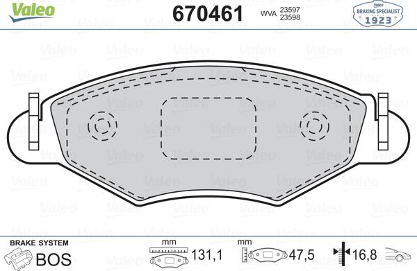 Valeo 670461 - Bremsbelagsatz, Scheibenbremse alexcarstop-ersatzteile.com