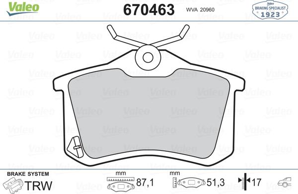 Valeo 670463 - Bremsbelagsatz, Scheibenbremse alexcarstop-ersatzteile.com