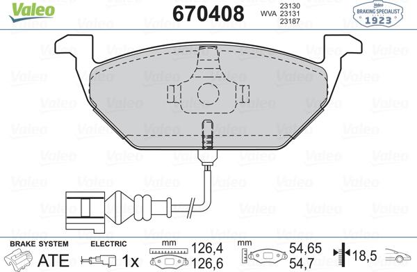 Valeo 670408 - Bremsbelagsatz, Scheibenbremse alexcarstop-ersatzteile.com