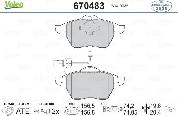 Valeo 670483 - Bremsbelagsatz, Scheibenbremse alexcarstop-ersatzteile.com