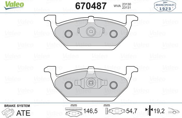 Valeo 670487 - Bremsbelagsatz, Scheibenbremse alexcarstop-ersatzteile.com