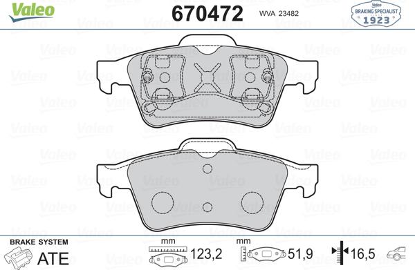 Valeo 670472 - Bremsbelagsatz, Scheibenbremse alexcarstop-ersatzteile.com