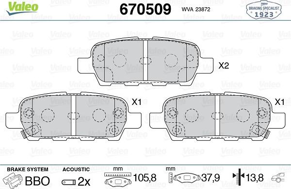 Valeo 670509 - Bremsbelagsatz, Scheibenbremse alexcarstop-ersatzteile.com