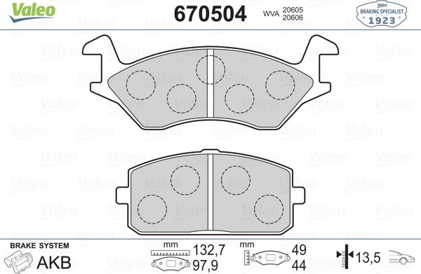 Valeo 670504 - Bremsbelagsatz, Scheibenbremse alexcarstop-ersatzteile.com