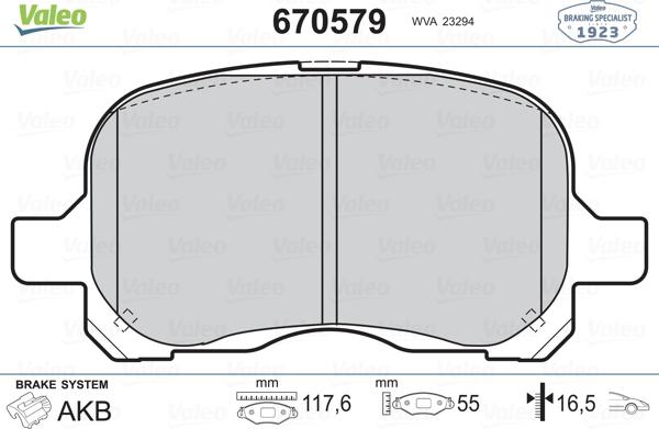 Valeo 670579 - Bremsbelagsatz, Scheibenbremse alexcarstop-ersatzteile.com